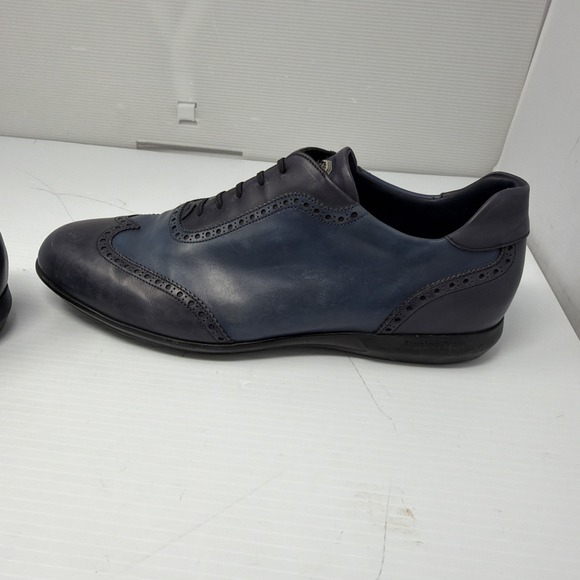 Stefano Ricci Dress Shoes Mens 9.5 Calf leather Blue Wingtip Crest Made In Italy main image 9